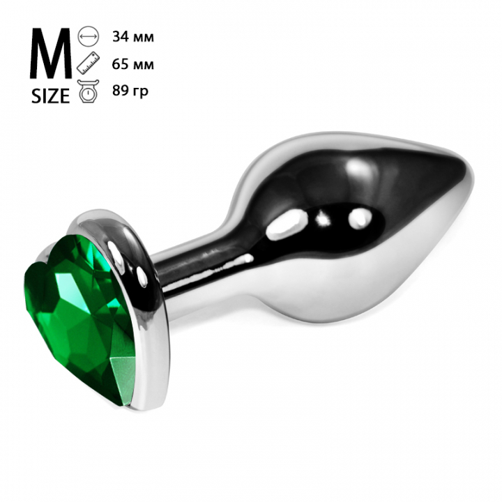 Пробка с зеленым кристаллом "Vandersex Heart" металл, M 
